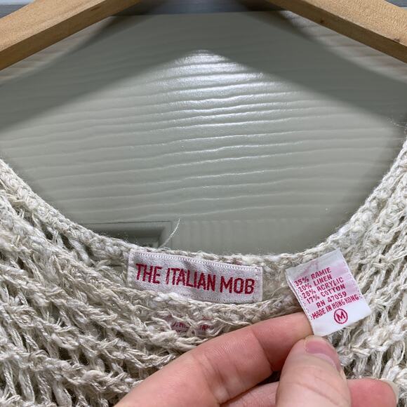 The Italian Mob Knit Cream Open Stitch Short Sleeve Sweater - Picture 3 of 3